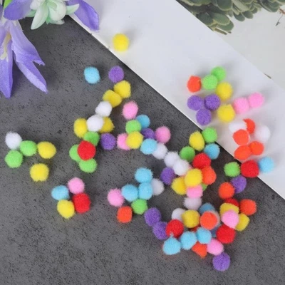 100 Pcs/Set Assorted 8mm Mixed Color Soft Fluffy Pom Poms Pompoms Hot - Image 1 of 4