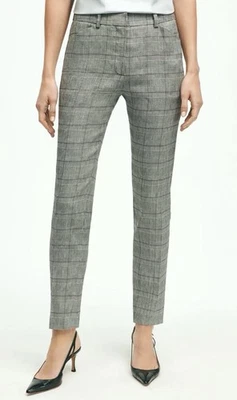 Brooks Brothers 12P Estethia Wool Dress Pants Trousers Gray Houndstooth NWT $198 - Image 1 of 4