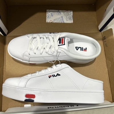 Fila White Redmond Mule Casual Sneaker Lace Up Slip On Leather Women's Size 8 - Image 1 of 4