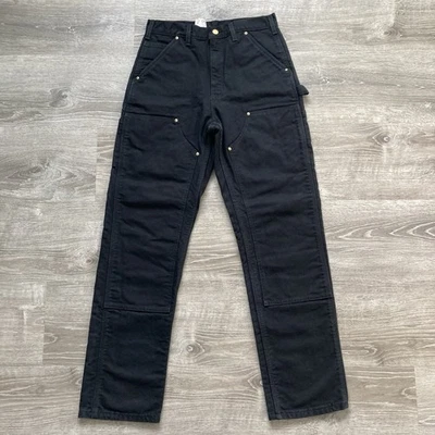 Carhartt Flannel Lined Double Knee Work Pants Mens 30x32 Black EUC - Image 1 of 4
