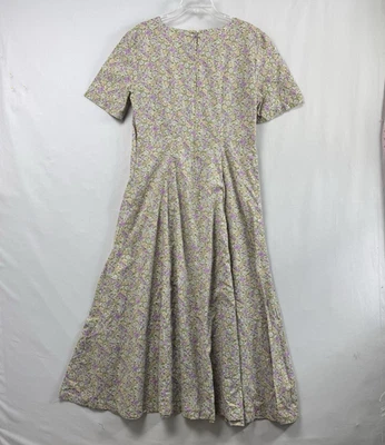 Maxi Vestido Vintage Años 80 Grande Hecho a Mano Calicó Floral Manga Corta Cottage Core Foto 1 de 4