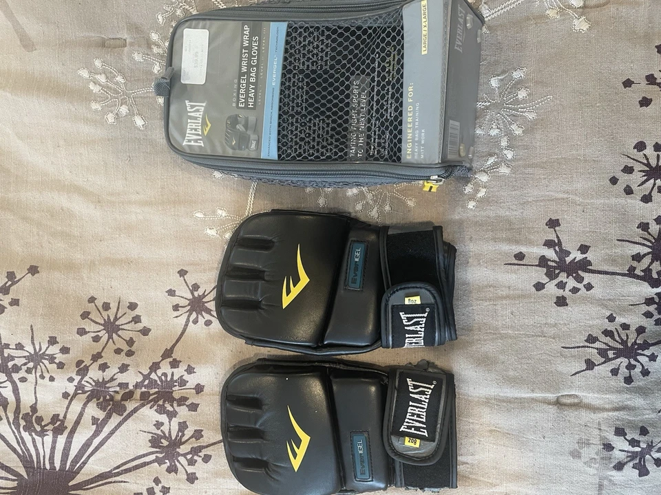 Everlast Evergel Muñequera Bolsa Pesada Guantes L/XL Negro Amarillo Boxeo Entrenamiento Foto 1 de 2