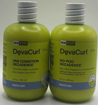 2PC Devacurl No Poo & One Condition Decadence SET ~ SEALED ~ 12 FL OZ EACH - Image 1 of 2