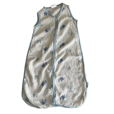 Saco de dormir para bebé Aden + Anais azul elefantes sin mangas muselina algodón L 12-18M Foto 1 de 4