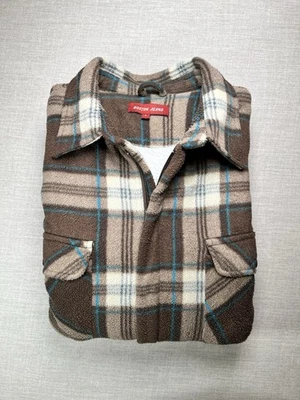 Boston Jeans Checked Flannel Shirt Faux Sheepskin Sherpa Lining Men’s L [138] - Image 1 of 4
