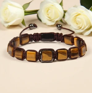 Tigers Eye Tube Beads Bracelet Hobo Style Vintage Bracelet Protection Men's Gift - Picture 1 of 3