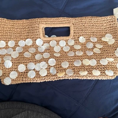 J CREW HANDKNOTTED STRAW RECTANGULAR CLUTCH WITH PAILLETTES NWT FREE SHIPPING - Image 1 of 4