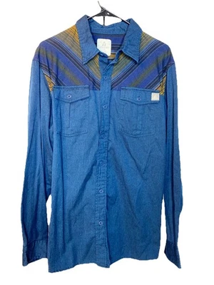 Camisa de franela para hombre Ascend con botones de algodón azul suroeste talla L Foto 1 de 4