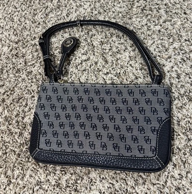 DOONEY & BOURKE Logo Hand Bag Black Jacquard Leather Shoulder Purse - Изображение 1 из 4