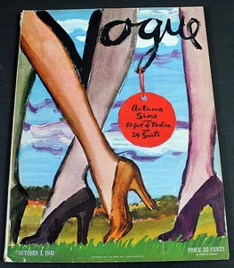 Vogue Magazine October 1 1941 Autumn Shoes Fashion Illustrated - Picture 1 of 17