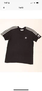 Adidas Classic Trefoil Logo T-Shirt Black with Stripes size XS - Picture 1 of 2