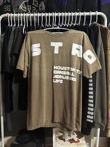 Travis Scott Astroworld Flaming TV Tee Brown Men's Size M 100% Authentic - Picture 1 of 5