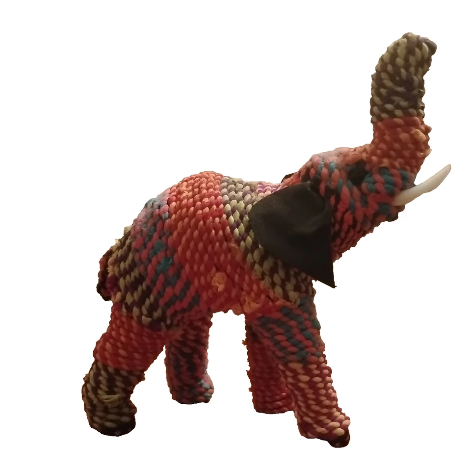 Estatua de Elefante Chindi Grande Multicolor Cuerda Retorcida Tela De Colección Boho Chic Foto 1 de 4
