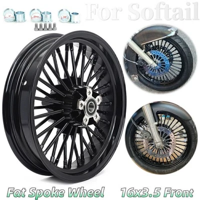 Llanta de rueda delantera Fat Spoke 16x3,5 para Harley Heritage Softail Classic FLSTC FXSTC Foto 1 de 4