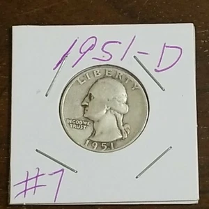 1951 D Washington Quarter #7 90% Silver - Picture 1 of 7