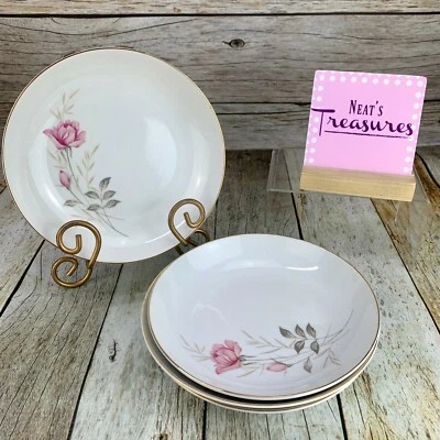 Juego de 4 cuencos de pasta sopa China hojas grises florales rosa americana camelot  Foto 1 de 4