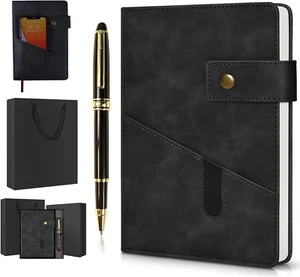 A5 Lined Leather Journal Notebook,Hardcover Journal Set with Pen and Gift Box,10 - Picture 1 of 12
