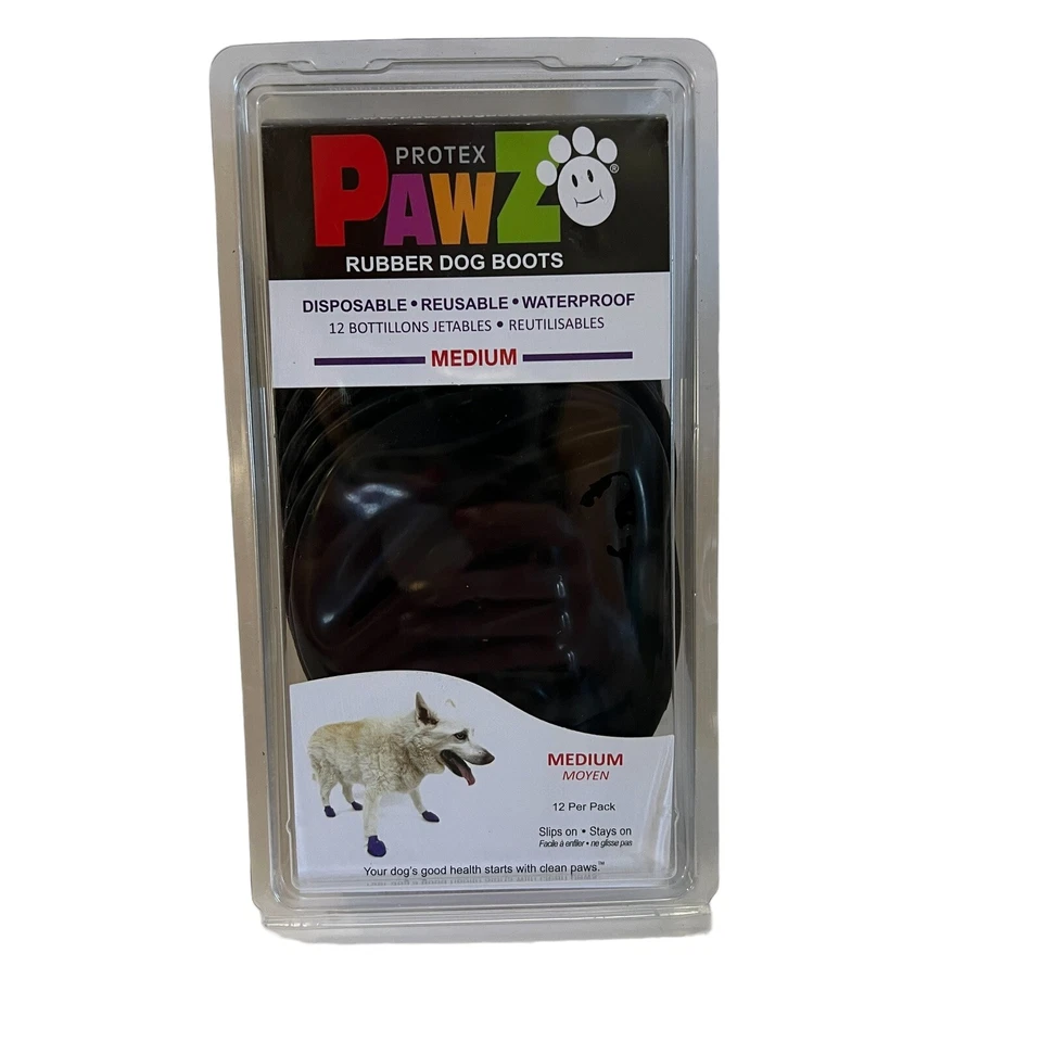 PAWZ Dog 12 Waterproof Disposable Reusable BOOTS Black Medium