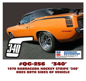 GE-QG-256 1970 PLYMOUTH BARRACUDA - HOCKEY STICK STRIPE with 340 - DECAL KIT - Picture 1 of 2