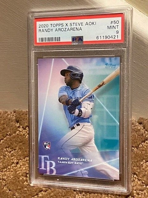2020 Topps X Steve Aoki Randy Arozarena PSA 9 #50 Rookie Card LOW POP NEW CASE  - Image 1 of 1