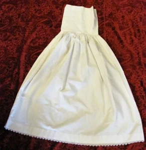 Antique Edwardian Victorian Petticoat White Cotton Slip 31" Long 18" High Waist - Picture 1 of 9