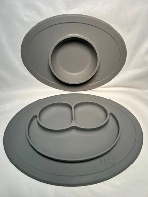 EZPZ Mini Mat Placa y Pequeño Tazón Silicona Ventosa Manteles Gris Estaño Usado en Excelente Condición Foto 1 de 4