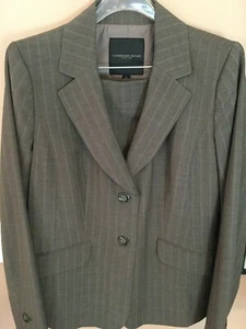 "CLASSIOUES  ENTIER"  LT BROWN MULTI COLOR BUSINESS SKIRT SUIT SZ12 WOOL BLEND - Picture 1 of 10