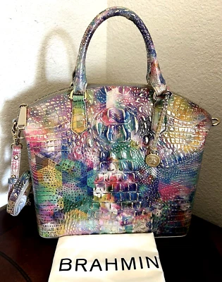 Bolso Brahmin Grande Duxbury Bolso Cromático Melbourne Cuero Plateado Brillante Foto 1 de 4