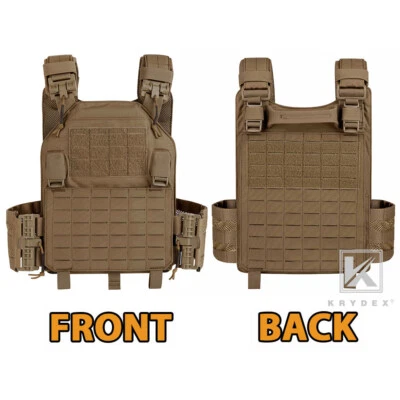 Chaleco táctico portador de placas KRYDEX liberación rápida y corte láser panel MOLLE con clip Foto 1 de 4