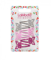 Girls Baby Girls Hair Clips Hair Slides Snaps Grips Sleepies Pink Grey 6 Pack