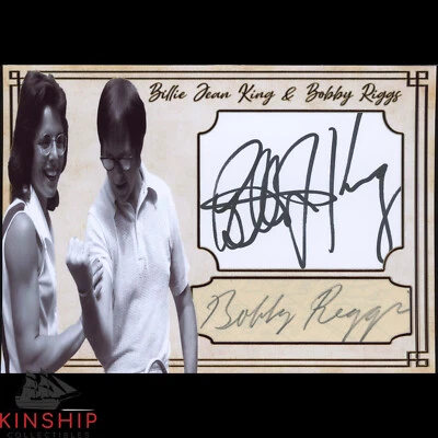 Billie Jean King & Bobby Riggs signed 5x7 Custom Card JSA COA Tennis Auto Z1456 - Image 1 of 2