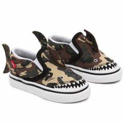 Zapatos de moda VANS para niños pequeños sin cordones verde tiburón negro marrón talla 4C VN0A7Q4ZASB Foto 1 de 4