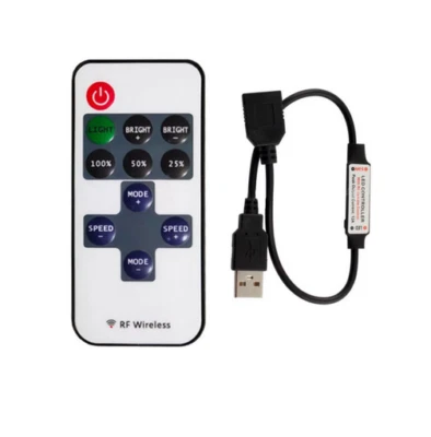 Dimmer LED USB 12V/24V con Telecomando Senza Fili Nero, DIMMER LED - Immagine 1 di 4