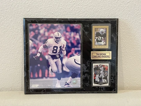 Tim Brown - Oakland Raiders NFL Photo & Cards Plaque ~ 15" x 12" Cover