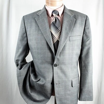 Nuevo Abrigo Chaqueta Hombre CLUB ROOM Azul Aqua Cuadros Pata de Gallo 2 Botones Talla 40 S Foto 1 de 4