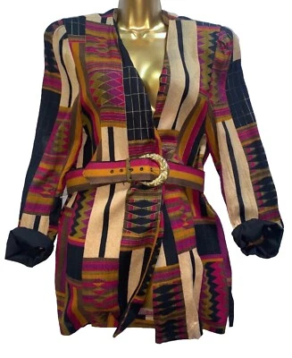 De Colección Disco Funky Top Camisa de Vestir Chaqueta Cinturón Geométrico Foto 1 de 4