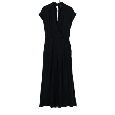 VERO MODA Damen Schwarzer V-Ausschnitt Ärmelloser Jumpsuit Größe S - Bild 1 von 4