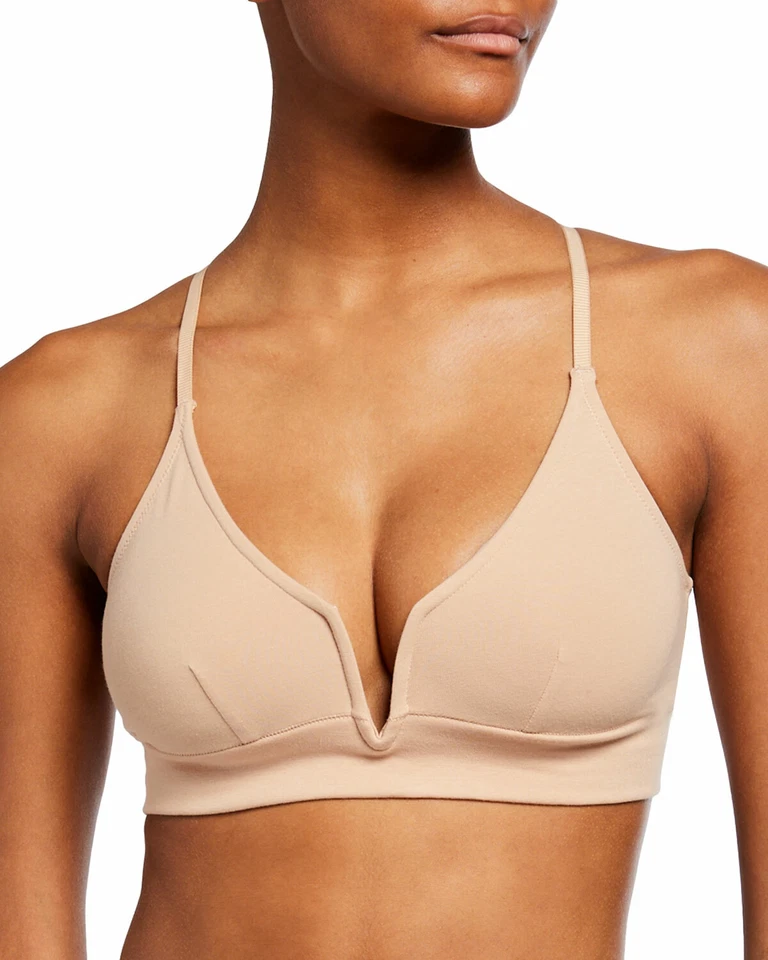 SKIN Gita Pima Cotton Beige Bralette L55455 Size Small