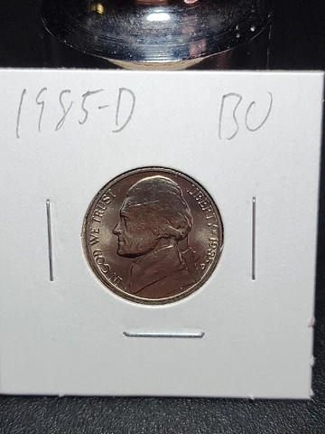 1985 D Jefferson Nickel in Uncirculated Condition in Coin-Flip Cover