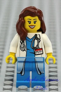 NEW Lego FEMALE DOCTOR Hospital Minifig w/White Lab Coat Shirt Torso -Nurse Girl - Picture 1 of 1