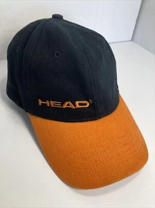 Head LiquidMetal Logo Ball Cap Hat Black Orange Twill Adjustable 100% Cotton - Picture 1 of 14