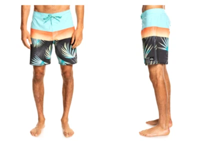 NUEVO Quiksilver Talla 40 Surfsilk Panel Board Shorts Bañador Azul Negro Floral Foto 1 de 3
