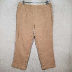 Vtg Clio II Womens Pants Beige Stretch Classic Straight Trouser Plus Size 18 - Picture 1 of 21