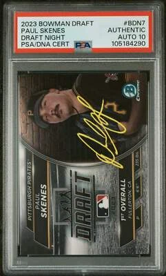 Graded 2023 Topps Bowman Draft Paul Skenes #BDN7 Baseball Card PSA Auto Grade 10 - Image 1 of 2