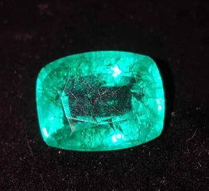9.77 Ct Natural Colombian Green Emerald Loose Gemstone Certified Cushion Cut Gem - Picture 1 of 10