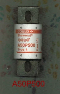 FUSIBLE SHAWMUT A50P500 A50P 500 500 VOLTIOS 500 AMPERIOS - Imagen 1 de 2