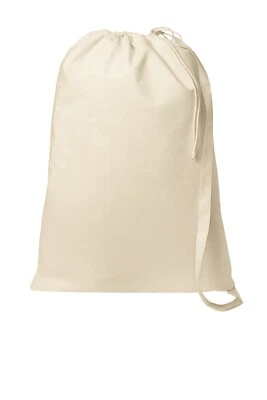 Port Authority Laundry Bag Shoulder Straps 100% cotton Drawcord Closure BG0850