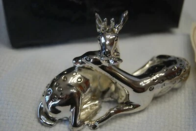 Coppia di Cerbiatti in resina placcata Argento 925  - Immagine 1 di 4
