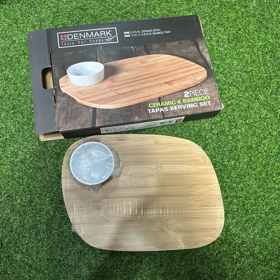 Denmark Ceramic And Bamboo Serving Set - Image 1 of 4