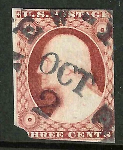 Sc #10/11 Filler OCT 2 Date Cancel 3 Cent Washington 1851-57 US 39F46 - Picture 1 of 2